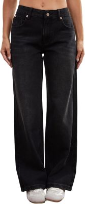 Low Rise Baggy Jeans for Women Vintage Wide Leg Loose Fit Straight Denim Pants Casual Trousers