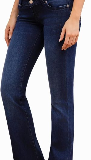 Women's Super Low Rise Stretchy Flared Jeans Slim Fit for Flattering Silhouette Bootcut Denim Pants