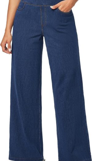 Wide Leg Jeans Woman High Waisted Pull On Baggy Jeans for Women Stretchy Trendy Womens Jean Straight Casual Denim Pants