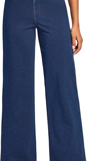 Wide Leg Jeans for Women Stretchy Sweatpant Jeans Women Pull On High Waisted Straight Womens Jeans Baggy Denim Pants