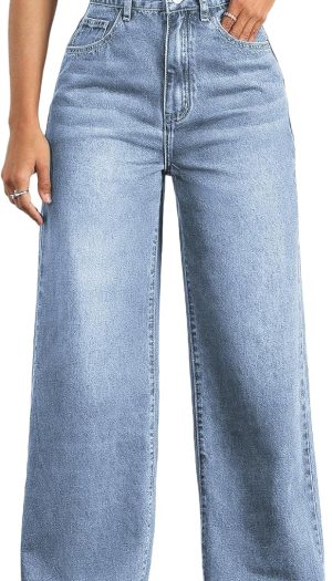 Straight Leg Jeans for Women,High Waisted Wide Leg Loose Stretchy Boyfriend Denim Pants Baggy Jeans for Women